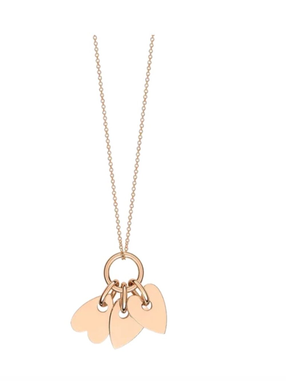ISO Ginette NY Angele 3 Mini Hearts on chain necklace in pink gold